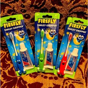 COPY - Firefly Smiley Gripper Toothbrush & Toothpaste Set X 3 *NEW*